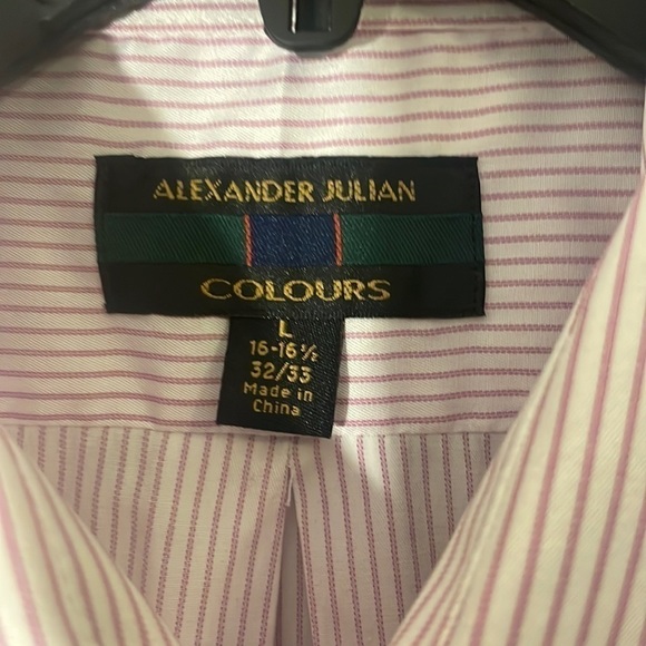 ALEXANDER Julian Men’s Striped Dress Shirt Size Large - Picture 3 of 4
